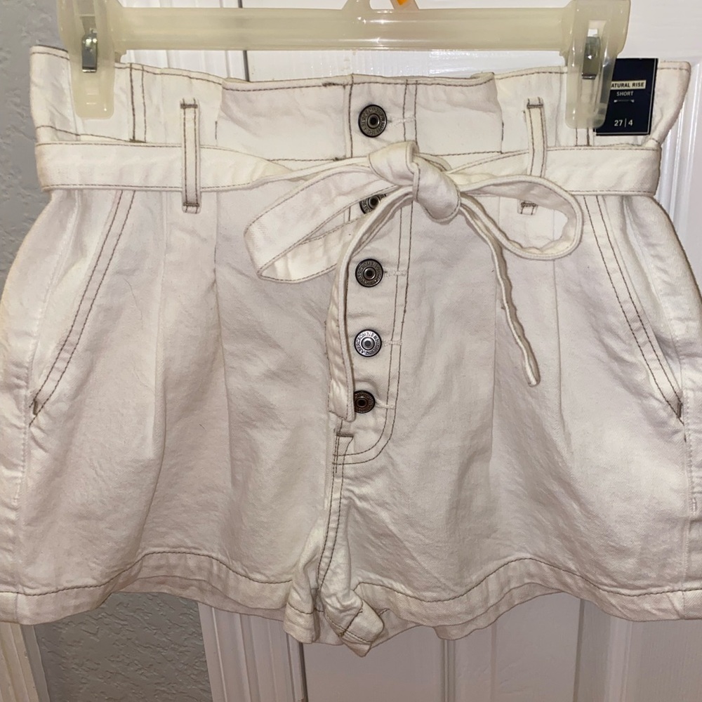 Abercrombie white denim shorts